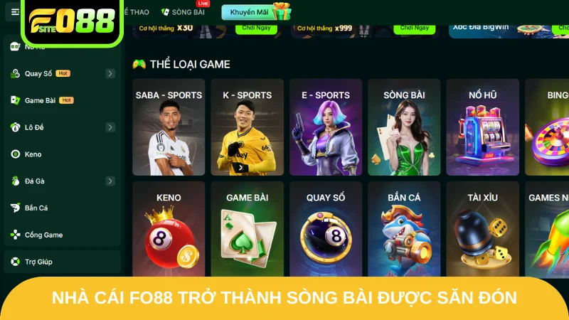 Trang chủ 3 Nhà cái Fo88 trở thành sòng bài được săn đón